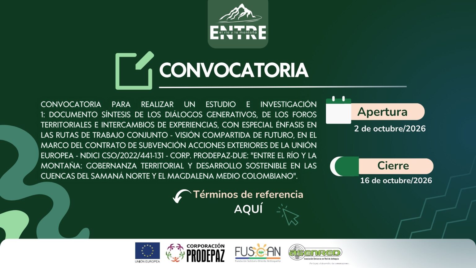 Convocatoria para realizar un estudio e investigación 1