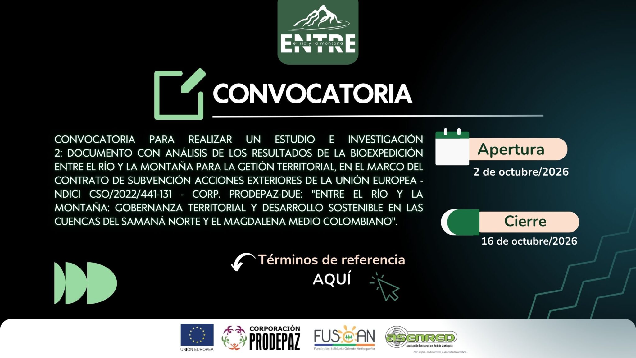 Convocatoria para realizar un estudio e investigación 2